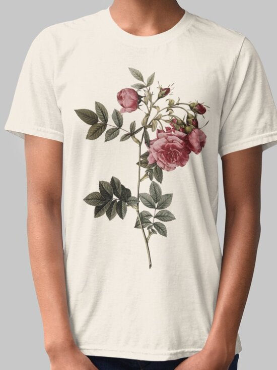Outfit Bits Tops - Rose Vintage Floral Print Short Sleeve Graphic Tee T-shirt S-XXL
